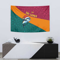 Sri Lanka Christmas Tapestry with Santa Hat Fish Ocean Icons and Tri Color Festive Design - Wonder Print Shop