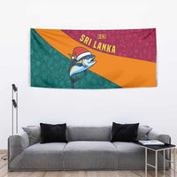 Sri Lanka Christmas Tapestry with Santa Hat Fish Ocean Icons and Tri Color Festive Design - Wonder Print Shop
