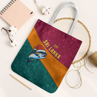 Sri Lanka Christmas Tote Bag with Santa Hat Fish Ocean Icons and Tri Color Festive Design - Wonder Print Shop