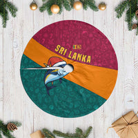 Sri Lanka Christmas Tree Skirt with Santa Hat Fish Ocean Icons and Tri Color Festive Design - Wonder Print Shop