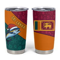 Sri Lanka Christmas Tumbler Cup with Santa Hat Fish Ocean Icons and Tri Color Festive Design - Wonder Print Shop