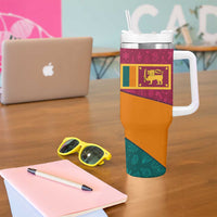 Sri Lanka Christmas Tumbler With Handle with Santa Hat Fish Ocean Icons and Tri Color Festive Design - Wonder Print Shop