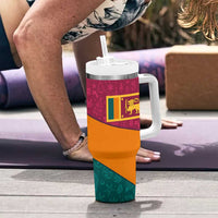 Sri Lanka Christmas Tumbler With Handle with Santa Hat Fish Ocean Icons and Tri Color Festive Design - Wonder Print Shop