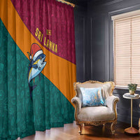 Sri Lanka Christmas Window Curtain with Santa Hat Fish Ocean Icons and Tri Color Festive Design - Wonder Print Shop