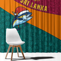 Sri Lanka Christmas Window Curtain with Santa Hat Fish Ocean Icons and Tri Color Festive Design - Wonder Print Shop
