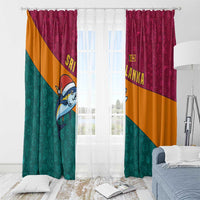 Sri Lanka Christmas Window Curtain with Santa Hat Fish Ocean Icons and Tri Color Festive Design - Wonder Print Shop