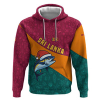 Sri Lanka Christmas Zip Hoodie with Santa Hat Fish Ocean Icons and Tri Color Festive Design - Wonder Print Shop