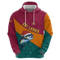 Sri Lanka Christmas Zip Hoodie with Santa Hat Fish Ocean Icons and Tri Color Festive Design - Wonder Print Shop