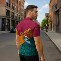 Sri Lanka Christmas Zipper Polo Shirt with Santa Hat Fish Ocean Icons and Tri Color Festive Design - Wonder Print Shop