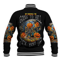 Of Course I'm Going To Hell Skull Pumpkin Halloween Baseball Jacket - Wonder Print Shop