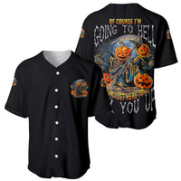 Of Course I'm Going To Hell Skull Pumpkin Halloween Baseball Jersey - Wonder Print Shop