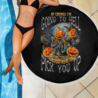 Of Course I'm Going To Hell Skull Pumpkin Halloween Beach Blanket - Wonder Print Shop