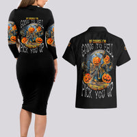 Of Course I'm Going To Hell Skull Pumpkin Halloween Couples Matching Long Sleeve Bodycon Dress and Hawaiian Shirt - Wonder Print Shop
