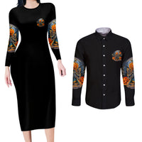 Of Course I'm Going To Hell Skull Pumpkin Halloween Couples Matching Long Sleeve Bodycon Dress and Long Sleeve Button Shirt - Wonder Print Shop