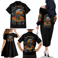 Of Course I'm Going To Hell Skull Pumpkin Halloween Family Matching Off Shoulder Long Sleeve Dress and Hawaiian Shirt - Wonder Print Shop
