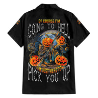 Of Course I'm Going To Hell Skull Pumpkin Halloween Family Matching Off Shoulder Long Sleeve Dress and Hawaiian Shirt - Wonder Print Shop
