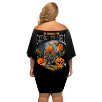 Of Course I'm Going To Hell Skull Pumpkin Halloween Family Matching Off Shoulder Short Dress and Hawaiian Shirt - Wonder Print Shop
