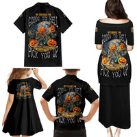 Of Course I'm Going To Hell Skull Pumpkin Halloween Family Matching Puletasi Dress and Hawaiian Shirt - Wonder Print Shop