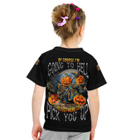 Of Course I'm Going To Hell Skull Pumpkin Halloween Kid T Shirt - Wonder Print Shop