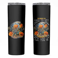 Of Course I'm Going To Hell Skull Pumpkin Halloween Skinny Tumbler - Wonder Print Shop