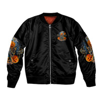 Of Course I'm Going To Hell Skull Pumpkin Halloween Sleeve Zip Bomber Jacket - Wonder Print Shop