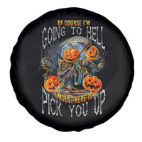 Of Course I'm Going To Hell Skull Pumpkin Halloween Spare Tire Cover - Wonder Print Shop