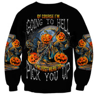 Of Course I'm Going To Hell Skull Pumpkin Halloween Sweatshirt - Wonder Print Shop