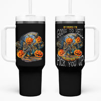 Of Course I'm Going To Hell Skull Pumpkin Halloween Tumbler With Handle - Wonder Print Shop