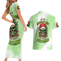 On The Naughty List Skull Christmas Couples Matching Short Sleeve Bodycon Dress and Hawaiian Shirt - Wonder Print Shop