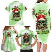 On The Naughty List Skull Christmas Family Matching Long Sleeve Bodycon Dress and Hawaiian Shirt - Wonder Print Shop