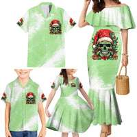 On The Naughty List Skull Christmas Family Matching Mermaid Dress and Hawaiian Shirt - Wonder Print Shop
