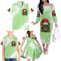 On The Naughty List Skull Christmas Family Matching Off Shoulder Long Sleeve Dress and Hawaiian Shirt - Wonder Print Shop