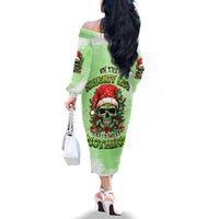On The Naughty List Skull Christmas Family Matching Off Shoulder Long Sleeve Dress and Hawaiian Shirt - Wonder Print Shop