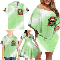 On The Naughty List Skull Christmas Family Matching Off Shoulder Short Dress and Hawaiian Shirt - Wonder Print Shop