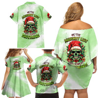 On The Naughty List Skull Christmas Family Matching Off Shoulder Short Dress and Hawaiian Shirt - Wonder Print Shop