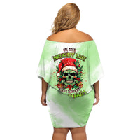 On The Naughty List Skull Christmas Family Matching Off Shoulder Short Dress and Hawaiian Shirt - Wonder Print Shop