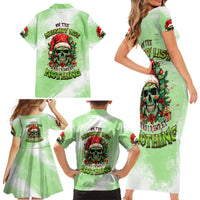 On The Naughty List Skull Christmas Family Matching Short Sleeve Bodycon Dress and Hawaiian Shirt - Wonder Print Shop