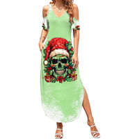 On The Naughty List Skull Christmas Family Matching Summer Maxi Dress and Hawaiian Shirt - Wonder Print Shop
