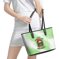 On The Naughty List Skull Christmas Leather Tote Bag - Wonder Print Shop
