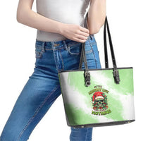 On The Naughty List Skull Christmas Leather Tote Bag - Wonder Print Shop
