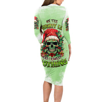 On The Naughty List Skull Christmas Long Sleeve Bodycon Dress - Wonder Print Shop