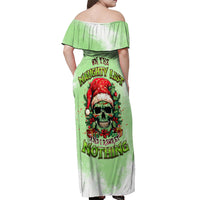 On The Naughty List Skull Christmas Off Shoulder Maxi Dress - Wonder Print Shop