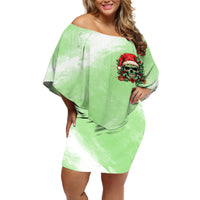 On The Naughty List Skull Christmas Off Shoulder Short Dress - Wonder Print Shop