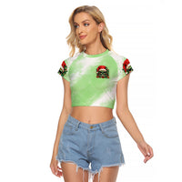 On The Naughty List Skull Christmas Raglan Cropped T Shirt - Wonder Print Shop