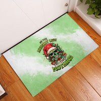 On The Naughty List Skull Christmas Rubber Doormat - Wonder Print Shop