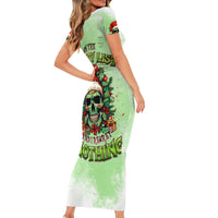 On The Naughty List Skull Christmas Short Sleeve Bodycon Dress - Wonder Print Shop