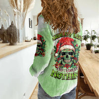 On The Naughty List Skull Christmas Women Casual Shirt - Wonder Print Shop