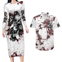 Love Me Like My Demons Do Skull Couples Matching Long Sleeve Bodycon Dress and Hawaiian Shirt - Wonder Print Shop