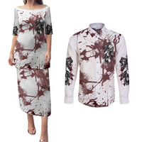Love Me Like My Demons Do Skull Couples Matching Puletasi Dress and Long Sleeve Button Shirt - Wonder Print Shop