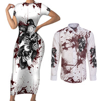 Love Me Like My Demons Do Skull Couples Matching Short Sleeve Bodycon Dress and Long Sleeve Button Shirt - Wonder Print Shop